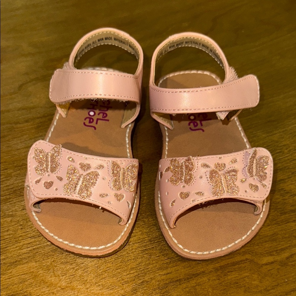 Pink Floral Sandals with Velcro Straps